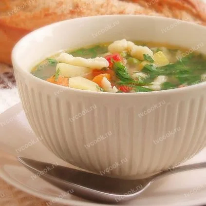 Лёгкий суп с клёцками на кефире