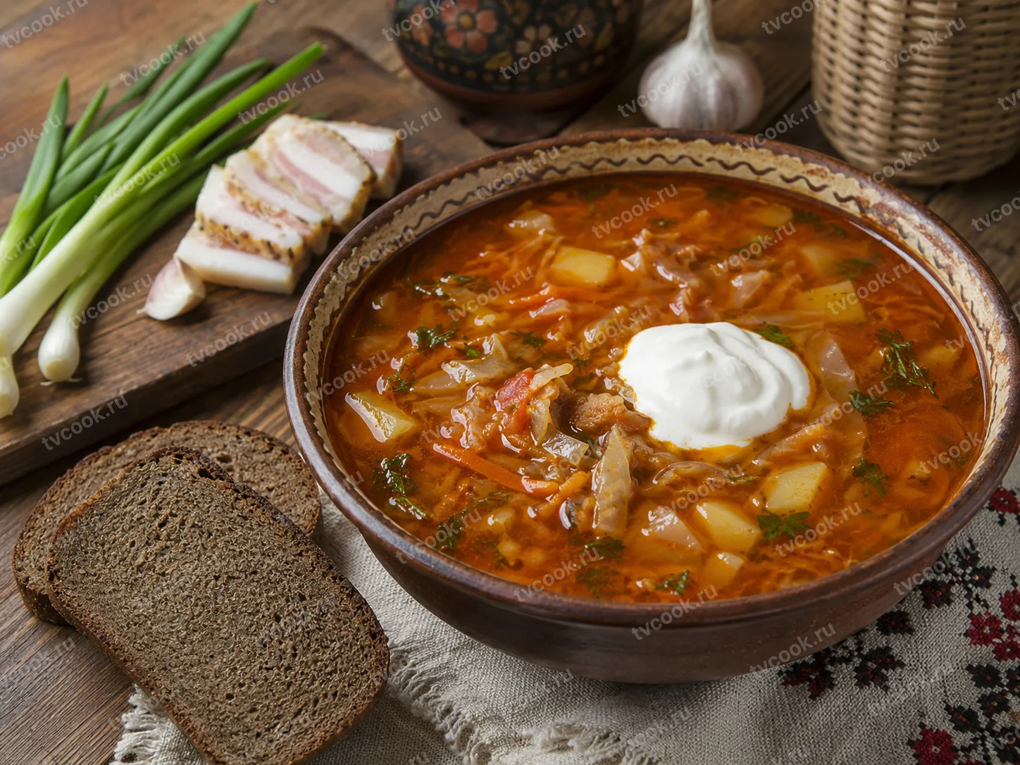 Кубанский борщ на свинине
