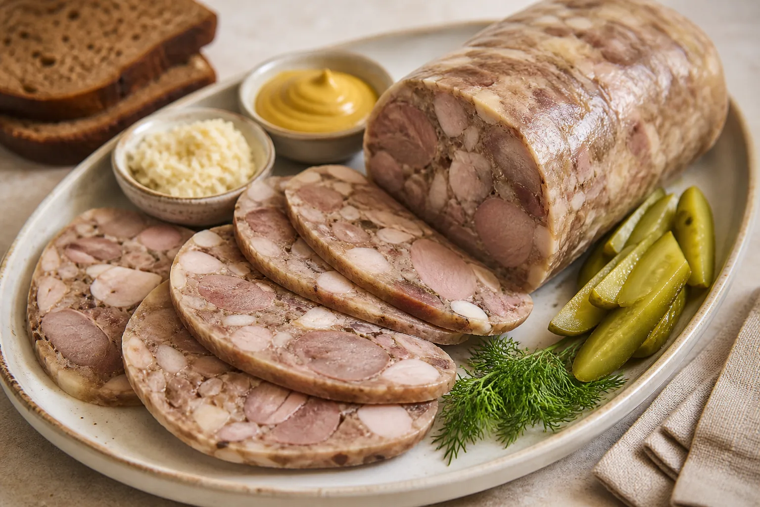 Рулет из свиной головы – варёный и прессованный