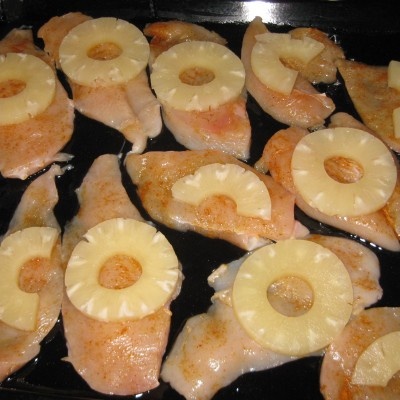 Мясо, жареное с ананасами — кулинарный рецепт с фото.