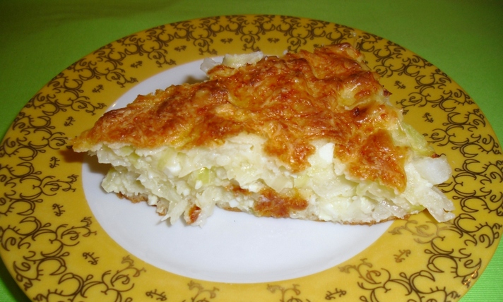 Торт из капусты с сыром и яйцом