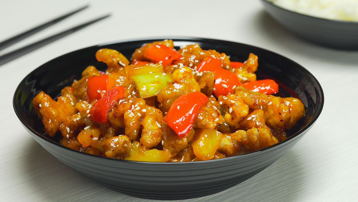 Свинина в кисло сладком соусе по китайски с овощами на сковороде рецепты с фото